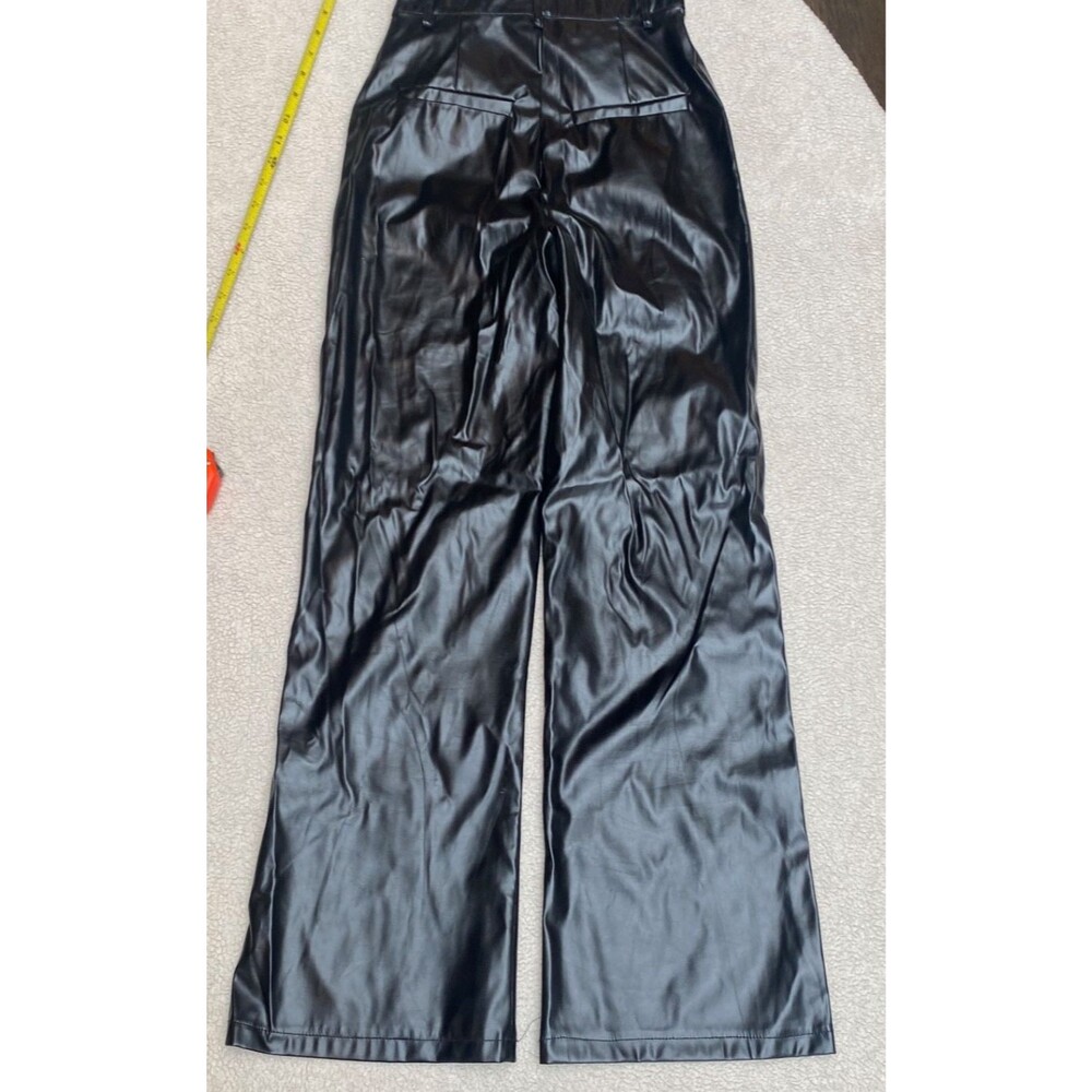 Black Vegan Leather Women’s Size 8 NEW Pleather Pants - Picture 9 of 14